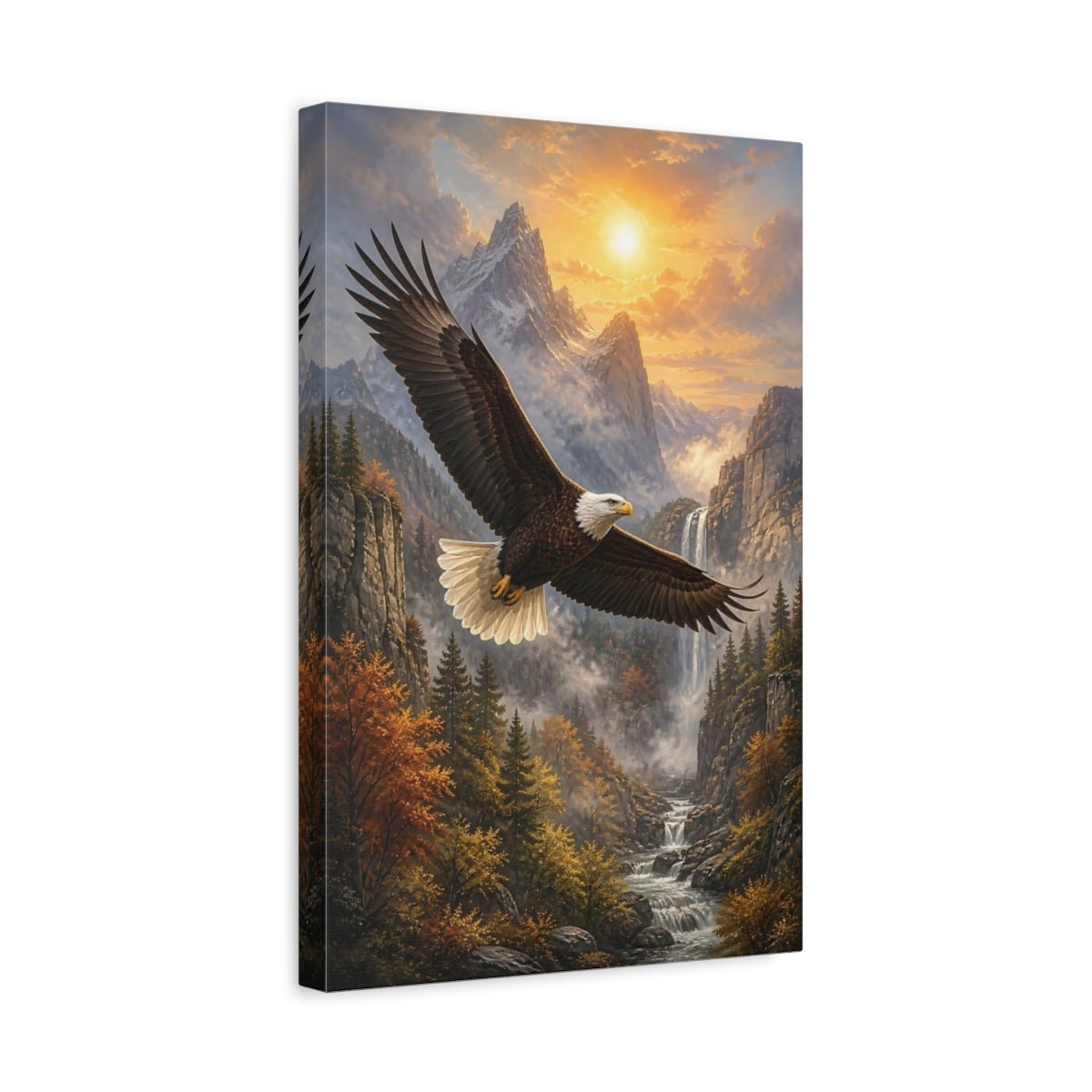 Nature Eagle Brown And Gold Canvas Print – Living Room, Above Couch - YesArtYes