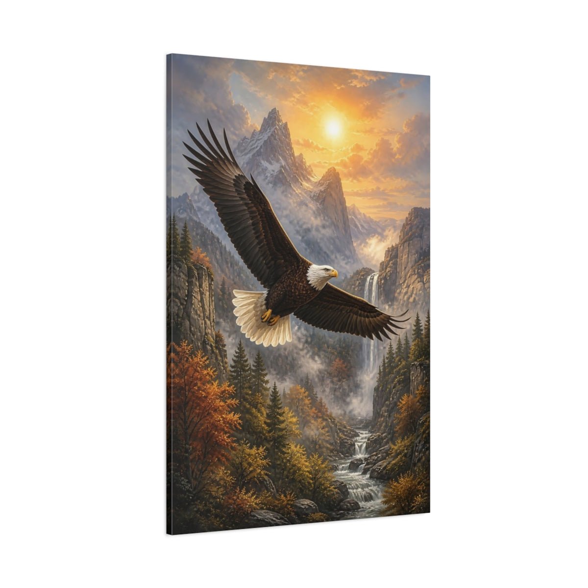 Nature Eagle Brown And Gold Canvas Print – Living Room, Above Couch - YesArtYes