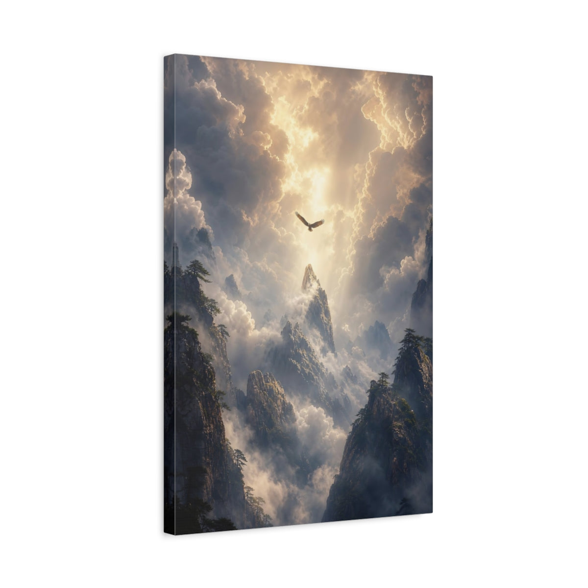 Side Mockup 3. Nature Eagle Golden Light shown as stretched canvas wall art
