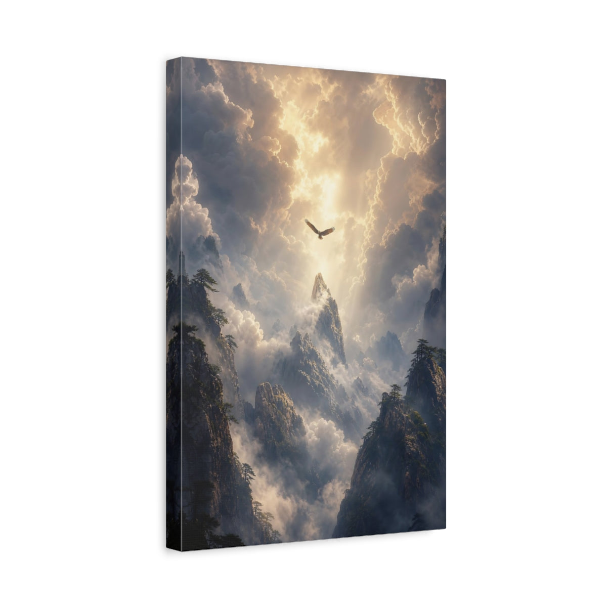 Side Mockup 4. Nature Eagle Golden Light shown as stretched canvas wall art