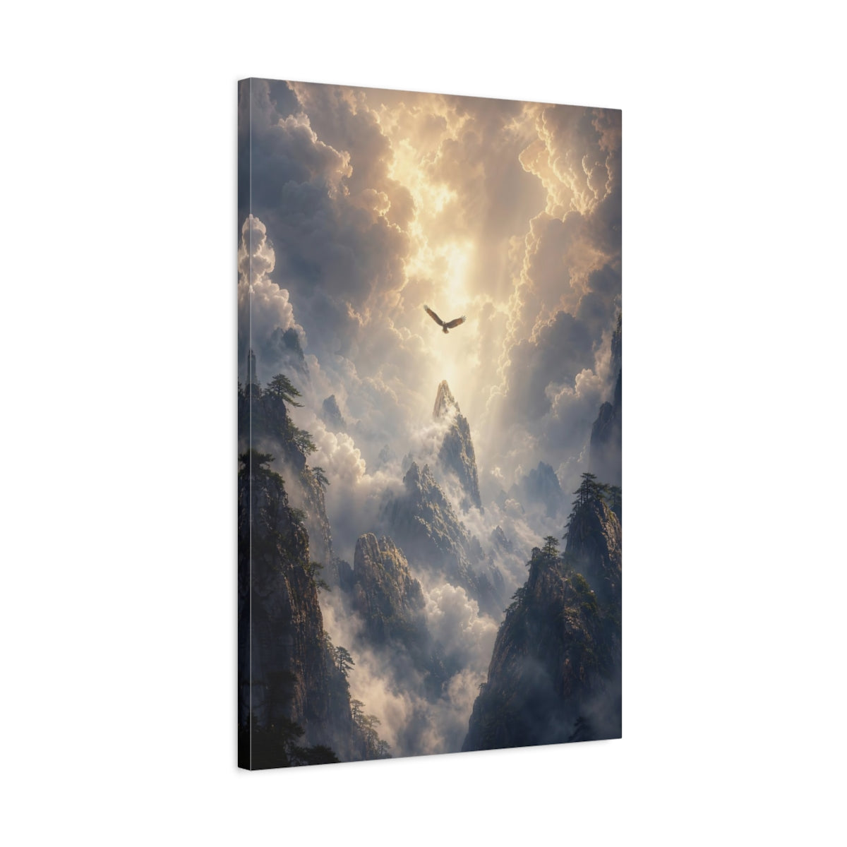 Side Mockup 2. Nature Eagle Golden Light shown as stretched canvas wall art
