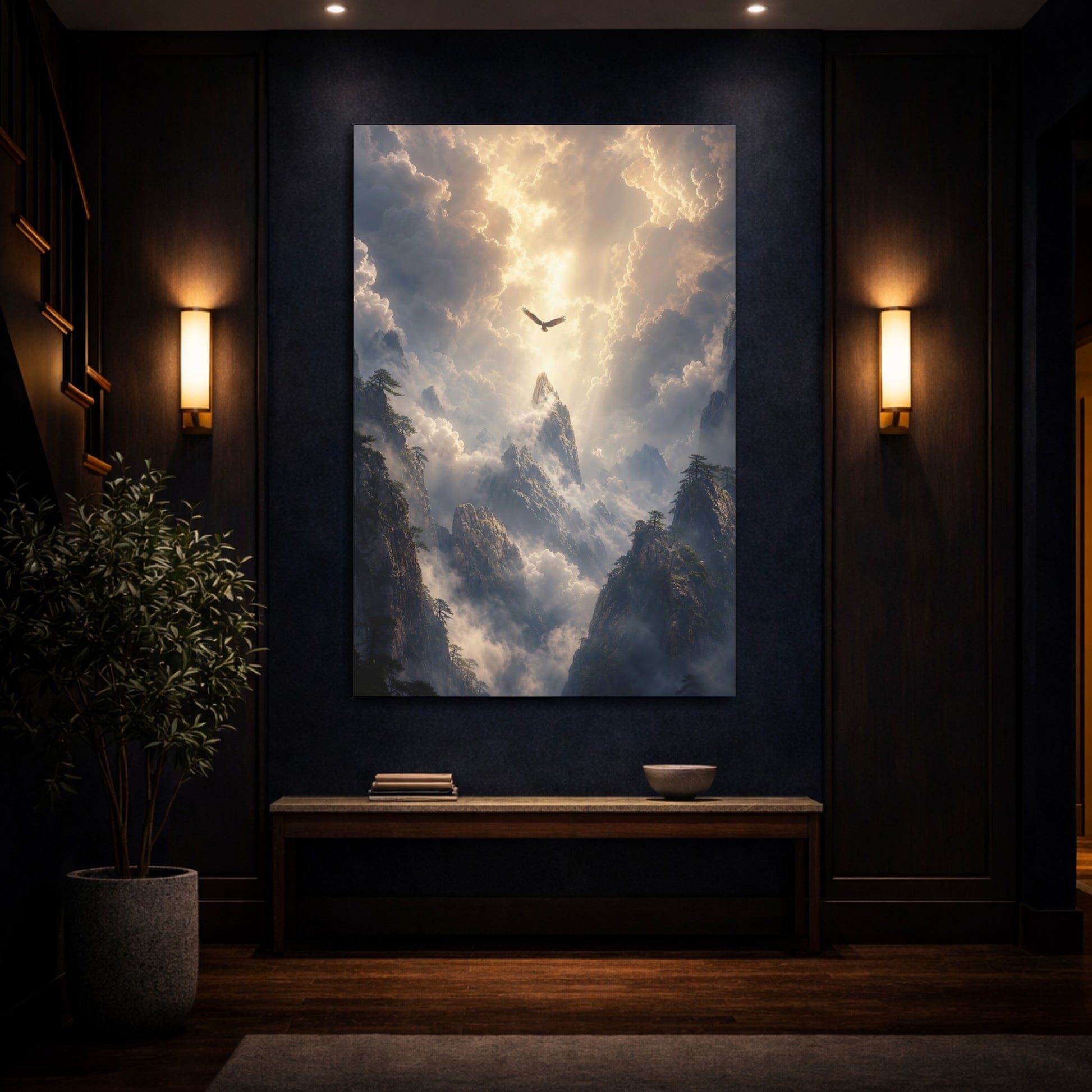 Mockup 4. Nature Eagle Golden Light shown as stretched canvas wall art