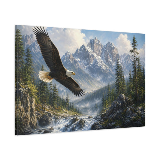 Main Mockup. Nature Eagle Mountain Eagle shown as stretched canvas wall art