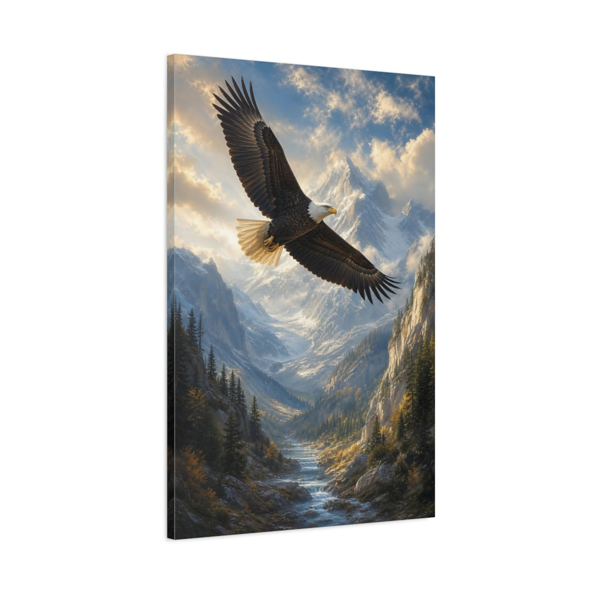 Main Mockup. Nature Eagle Mountain Eagle Landscape shown as stretched canvas wall art