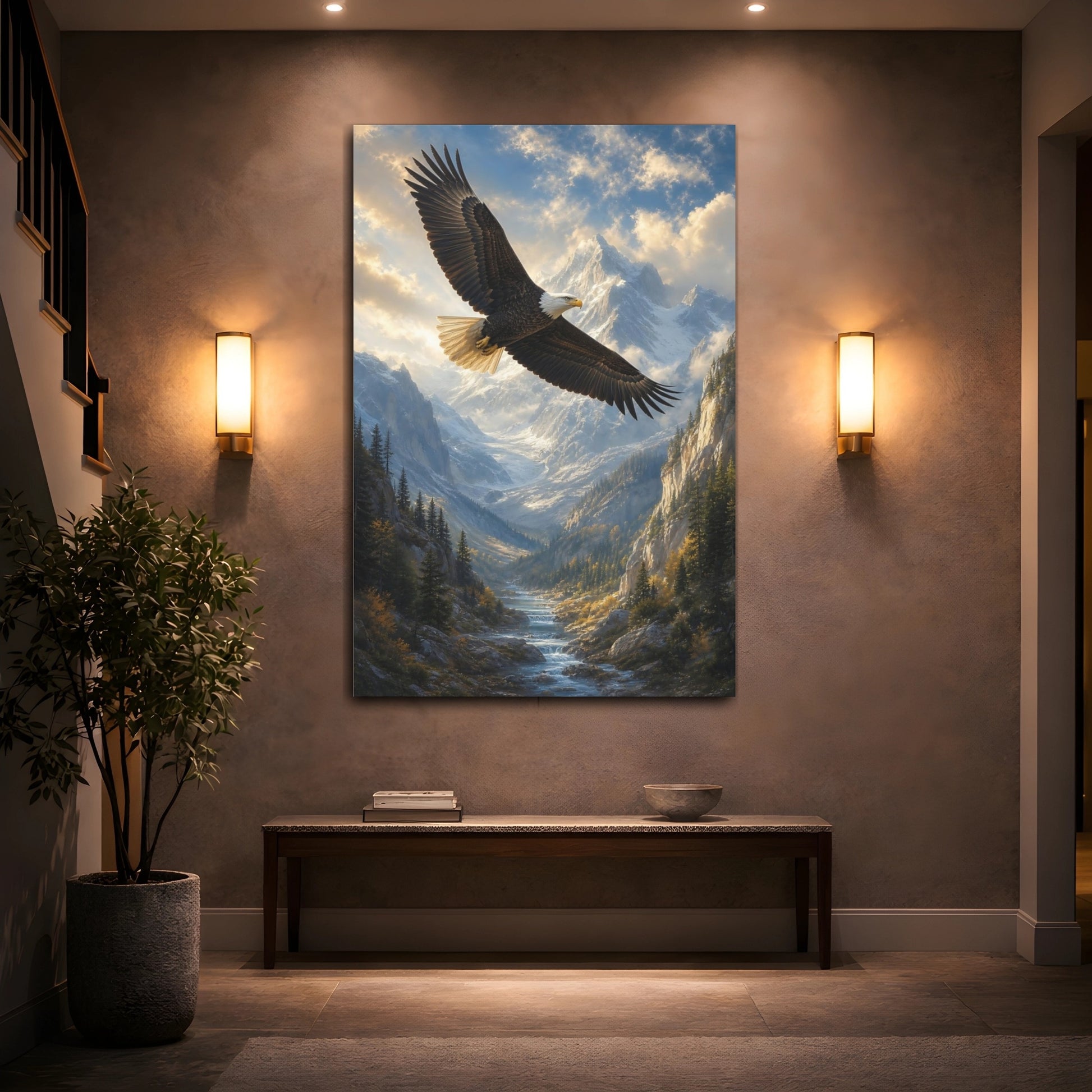 Mockup 2. Nature Eagle Mountain Eagle Landscape shown as stretched canvas wall art