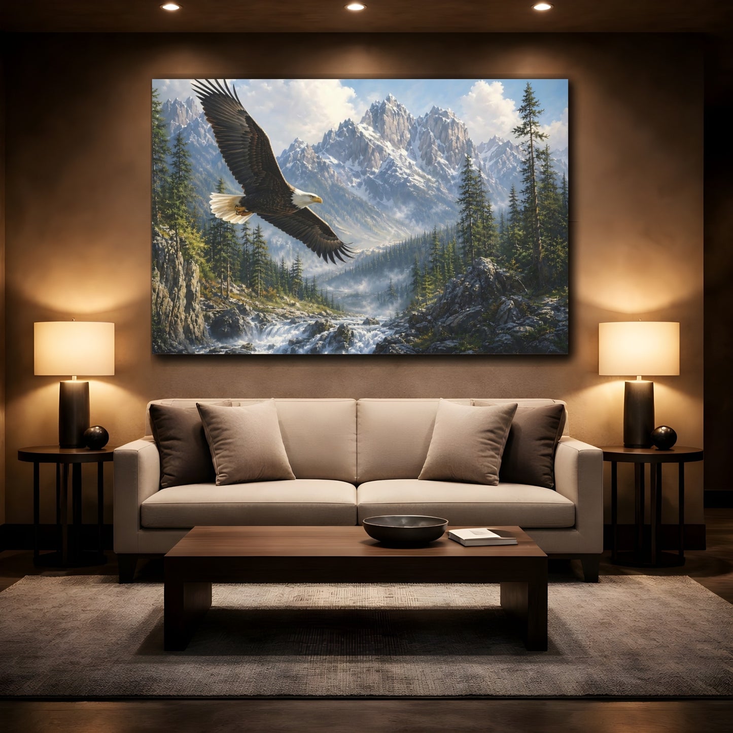 Mockup 2. Nature Eagle Mountain Eagle shown as stretched canvas wall art