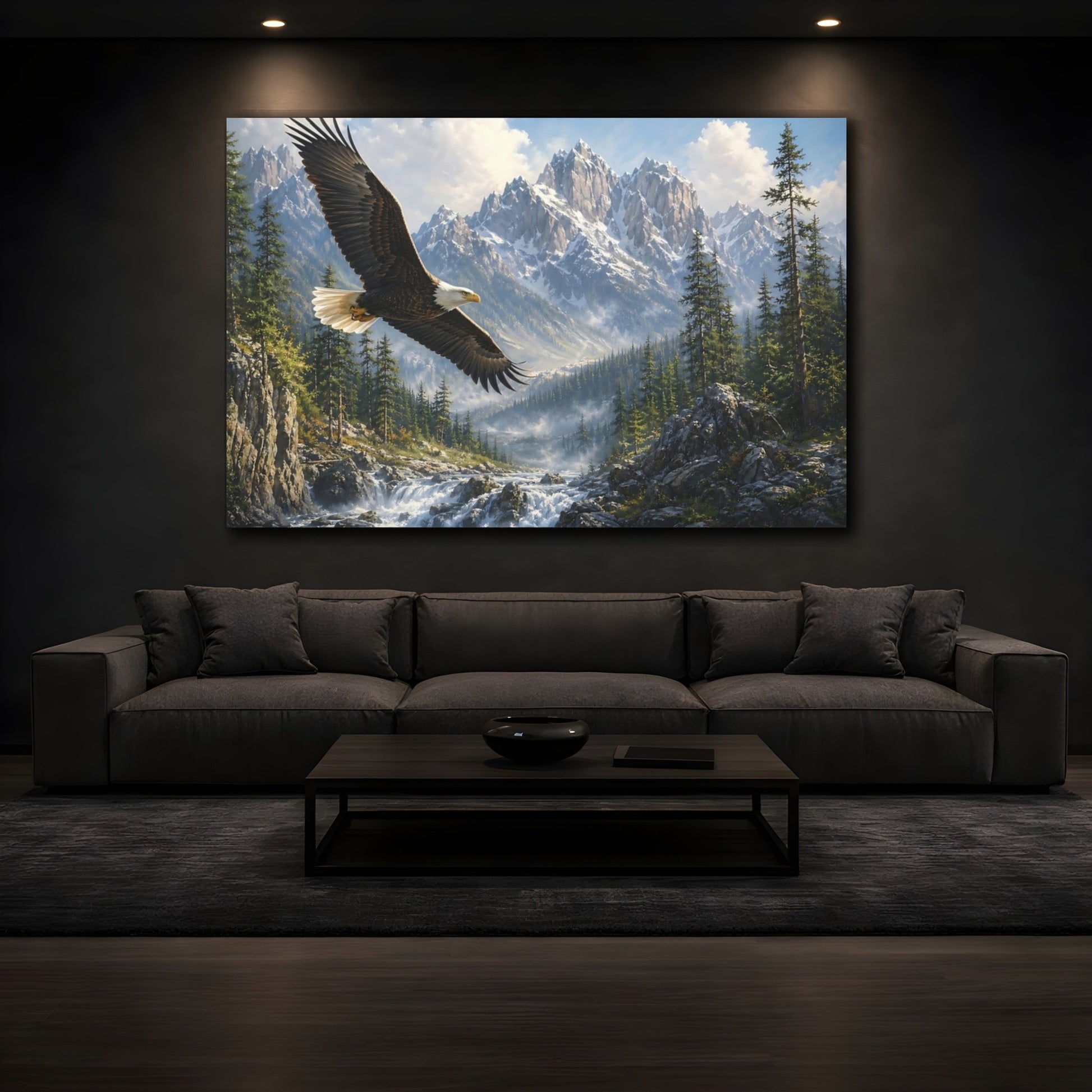 Mockup 3. Nature Eagle Mountain Eagle shown as stretched canvas wall art