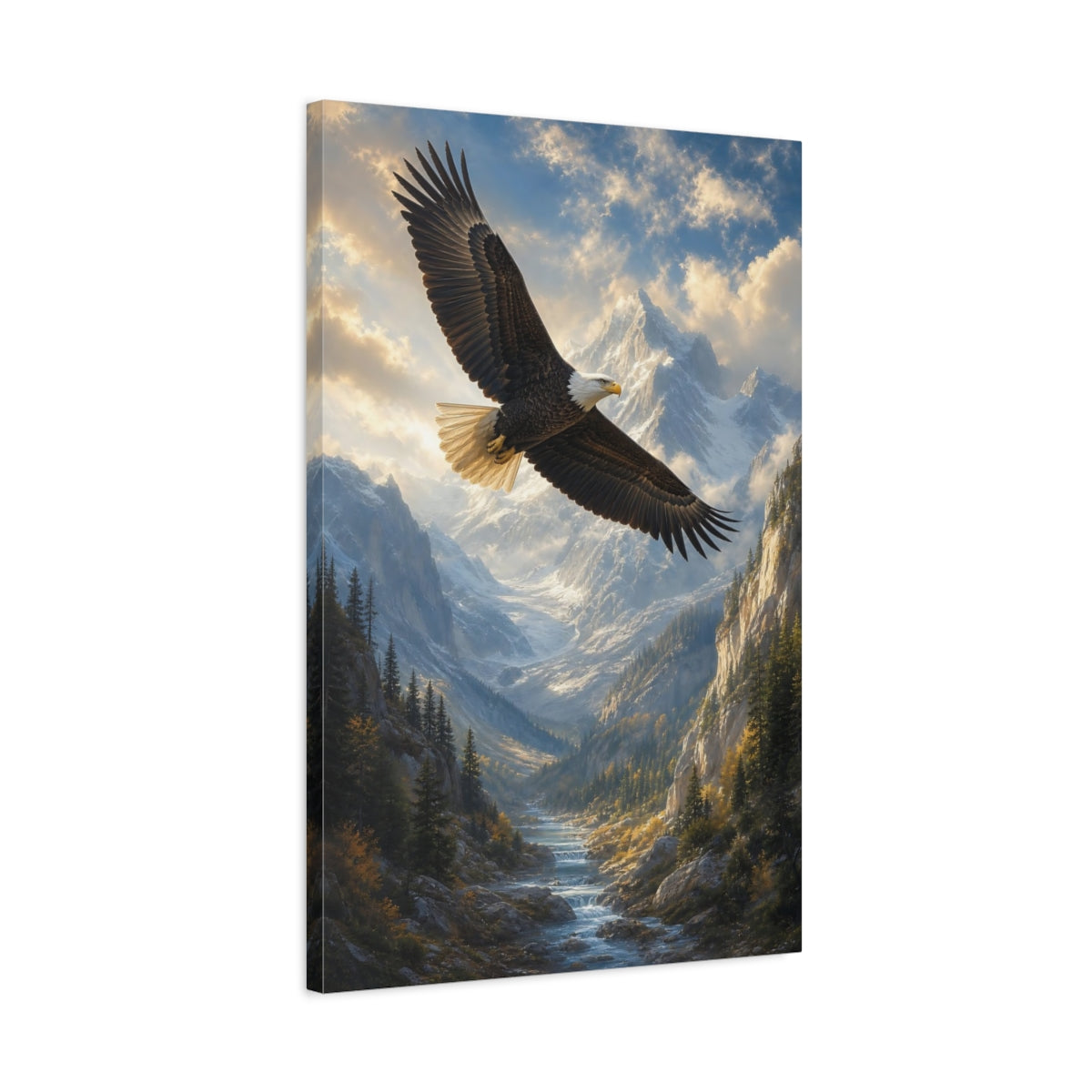 Side Mockup 2. Nature Eagle Mountain Eagle Landscape shown as stretched canvas wall art