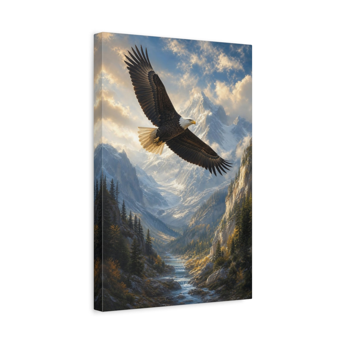 Side Mockup 4. Nature Eagle Mountain Eagle Landscape shown as stretched canvas wall art