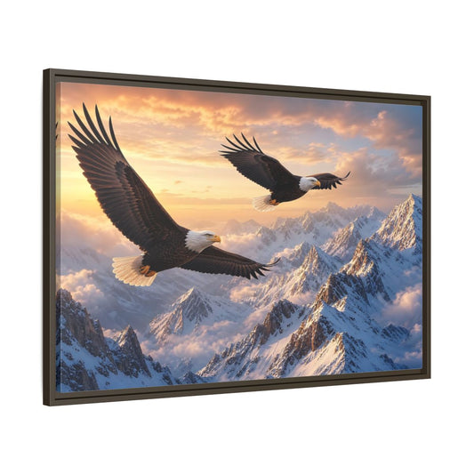 Main Mockup. Nature Eagles Eagles Mountains shown as stretched canvas wall art
