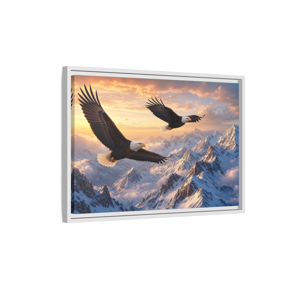 Side Mockup 1. Nature Eagles Eagles Mountains shown as stretched canvas wall art