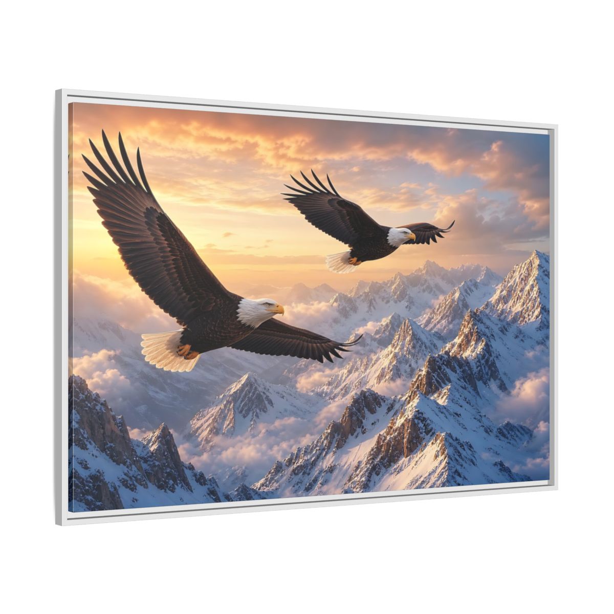 Side Mockup 7. Nature Eagles Eagles Mountains shown as stretched canvas wall art