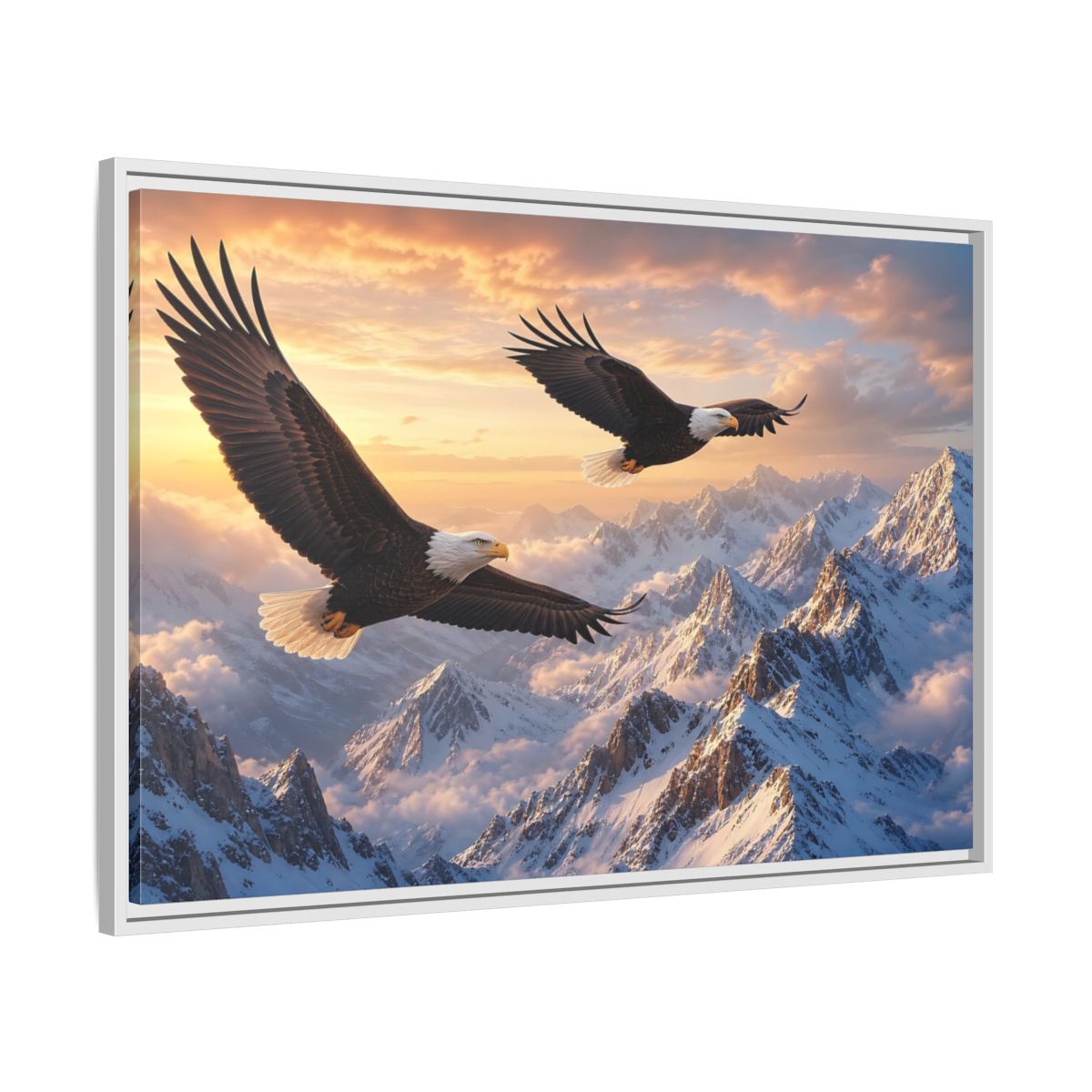 Side Mockup 9. Nature Eagles Eagles Mountains shown as stretched canvas wall art
