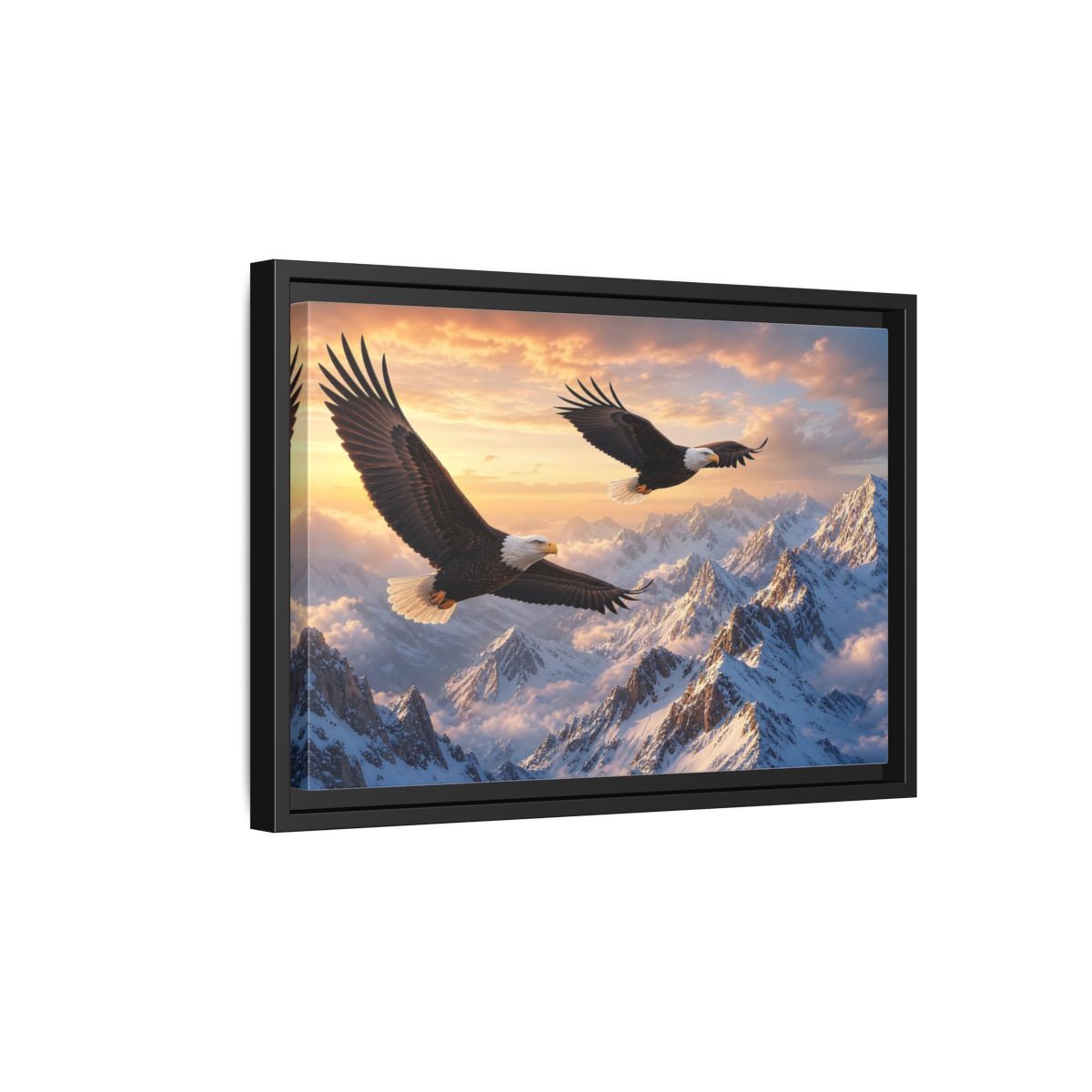 Side Mockup 6. Nature Eagles Eagles Mountains shown as stretched canvas wall art