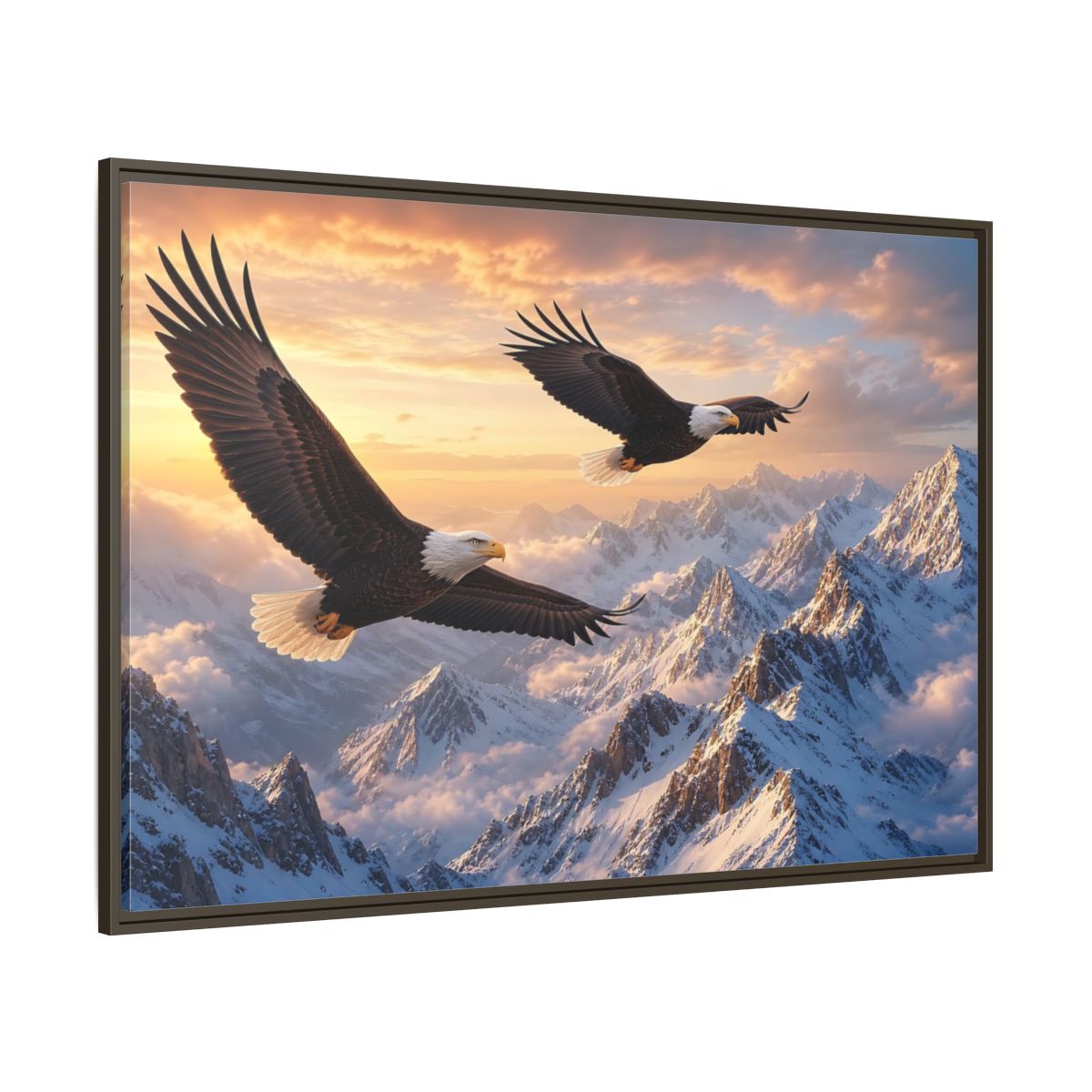 Side Mockup 8. Nature Eagles Eagles Mountains shown as stretched canvas wall art