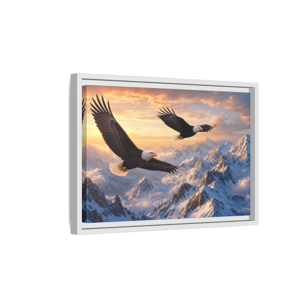 Side Mockup 4. Nature Eagles Eagles Mountains shown as stretched canvas wall art
