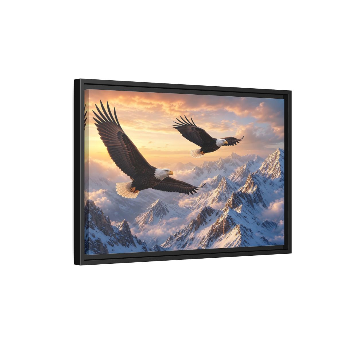 Side Mockup 3. Nature Eagles Eagles Mountains shown as stretched canvas wall art