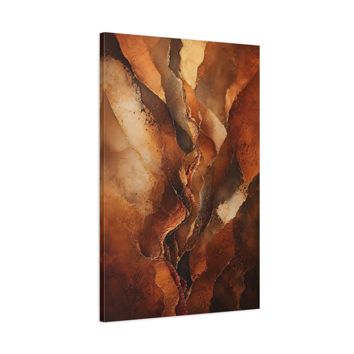 Nature Earthy Texture Brown And Gold Canvas Print – Abstract Living Room, Above Couch - YesArtYes
