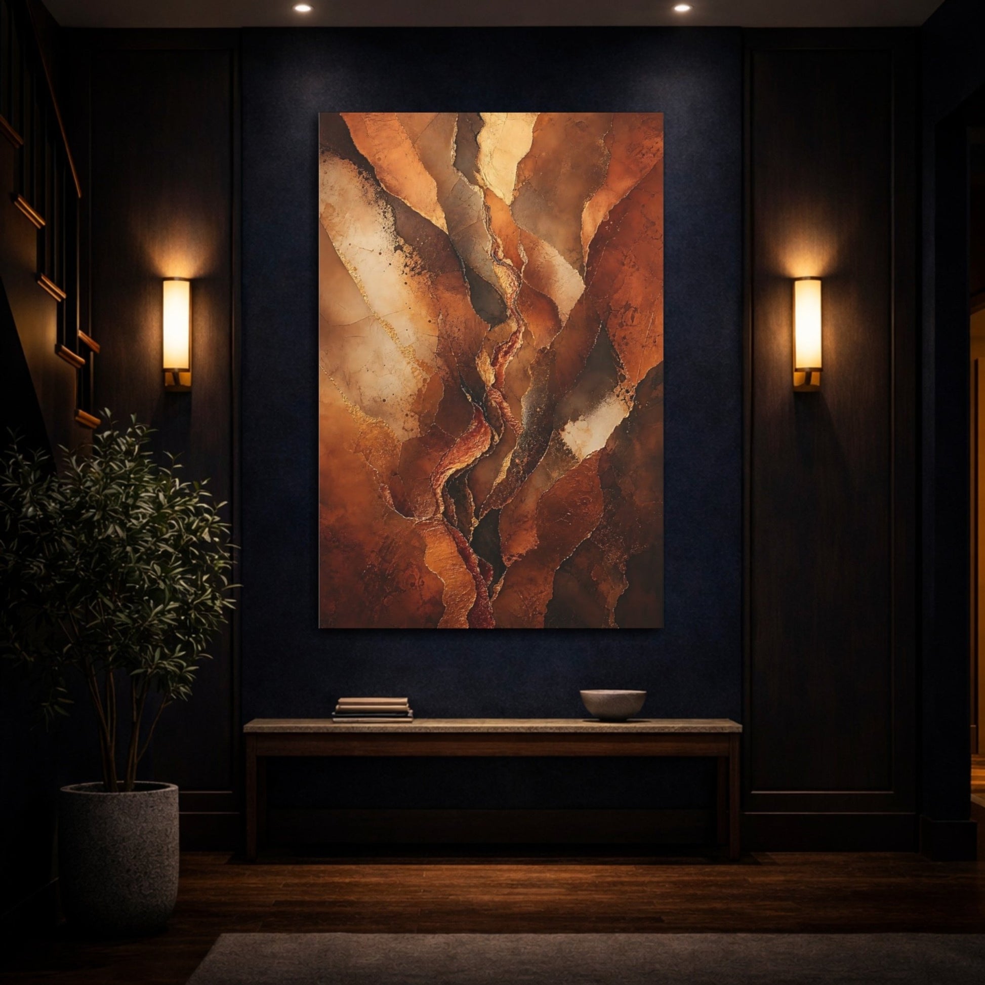 Nature Earthy Texture Brown And Gold Canvas Print – Abstract Living Room, Above Couch - YesArtYes