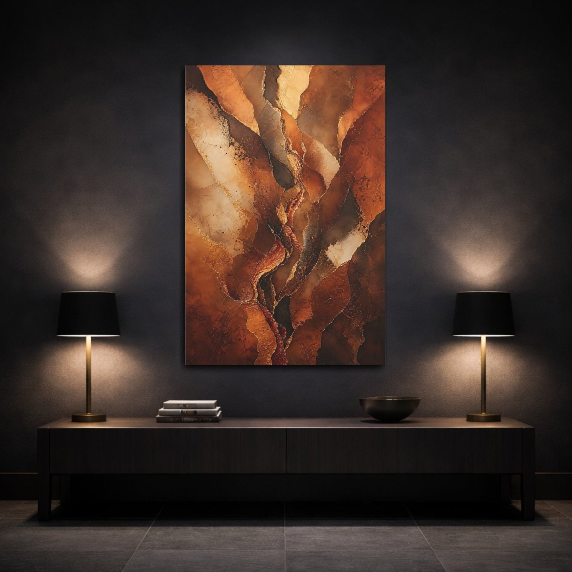 Nature Earthy Texture Brown And Gold Canvas Print – Abstract Living Room, Above Couch - YesArtYes