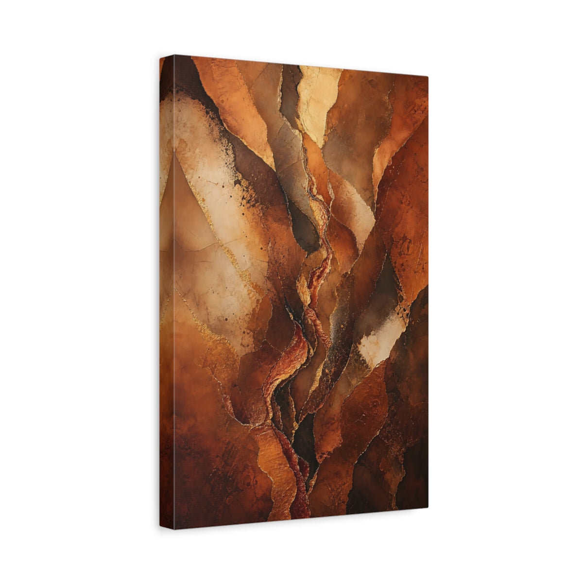 Side Mockup 4. Nature Earthy Texture Brown And Gold shown as stretched canvas wall art