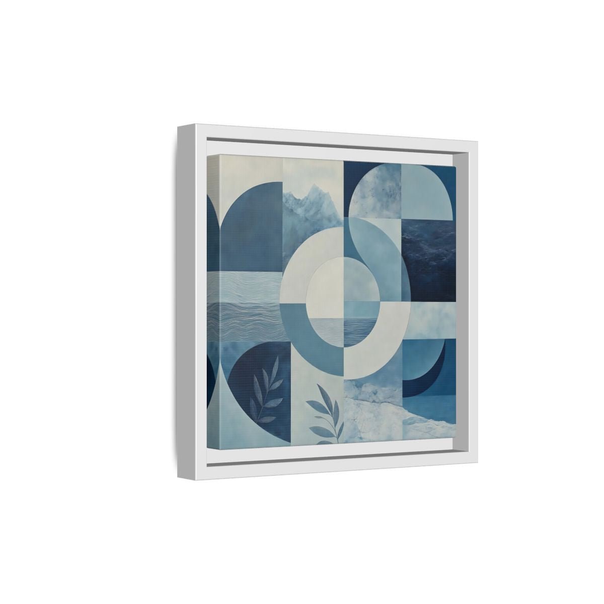 Nature Elements Blue And White Framed Canvas Print – Living Room, Above Console Table - YesArtYes
