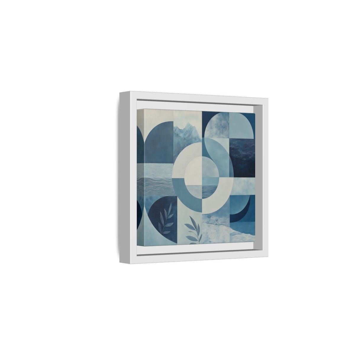 Nature Elements Blue And White Framed Canvas Print – Living Room, Above Console Table - YesArtYes