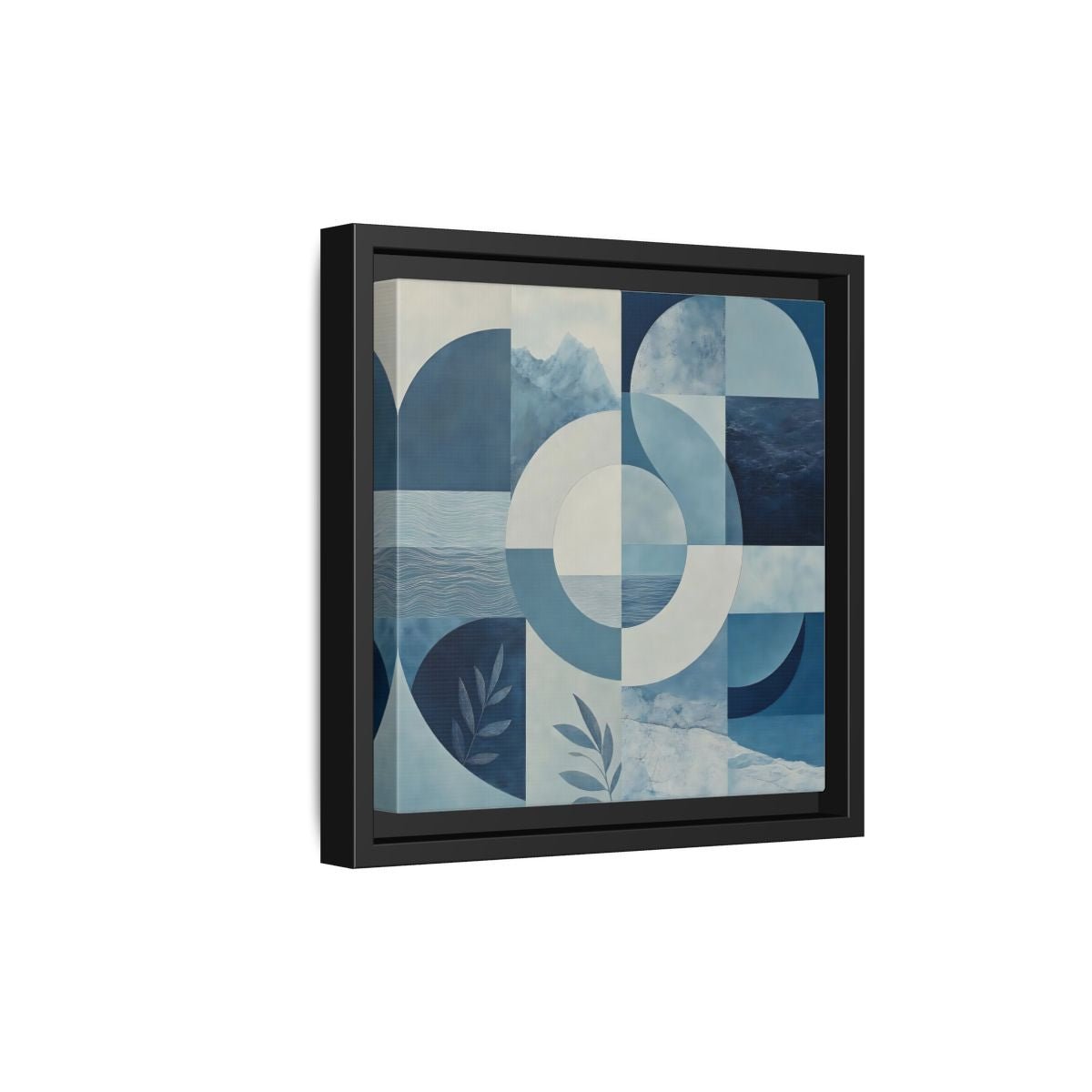 Nature Elements Blue And White Framed Canvas Print – Living Room, Above Console Table - YesArtYes