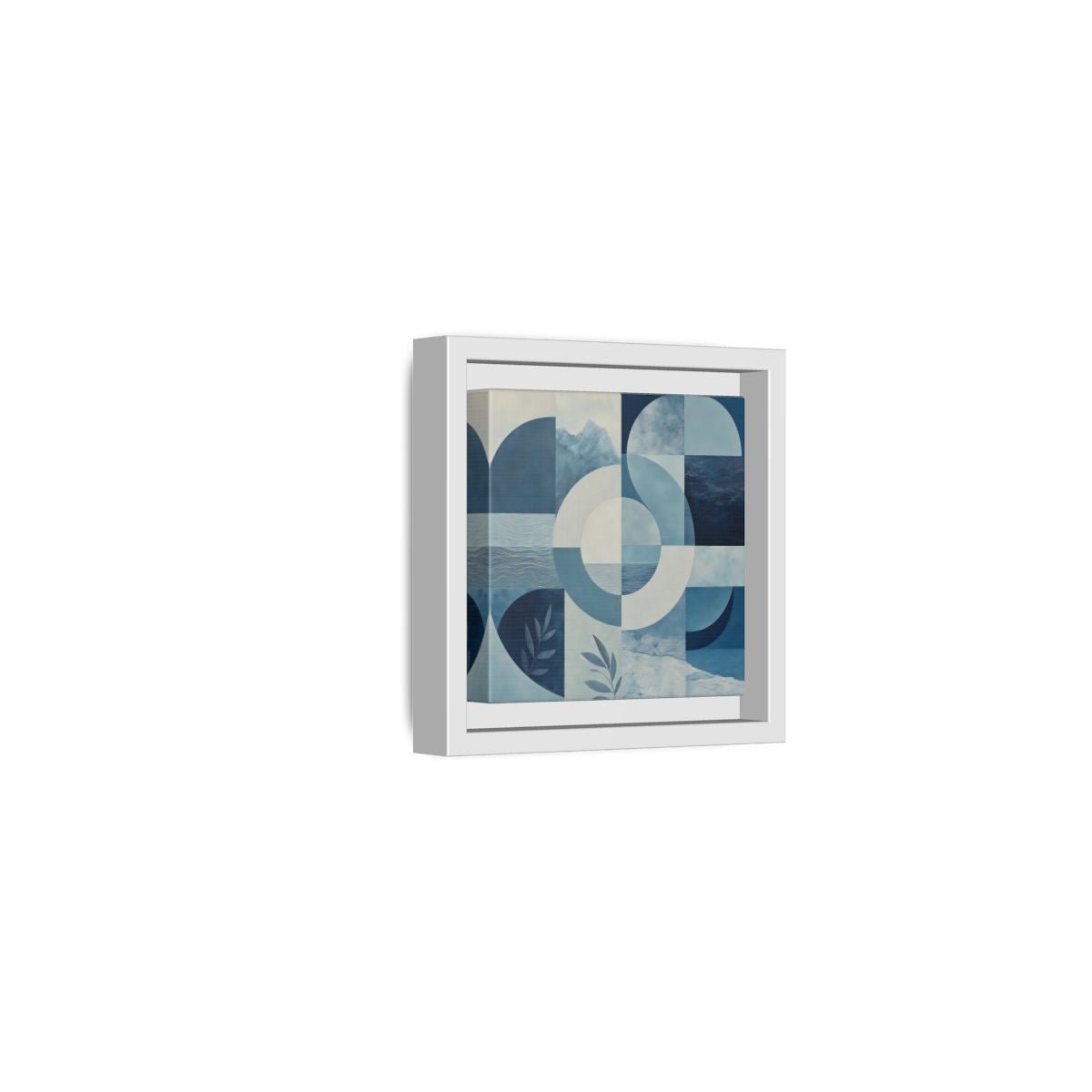 Nature Elements Blue And White Framed Canvas Print – Living Room, Above Console Table - YesArtYes