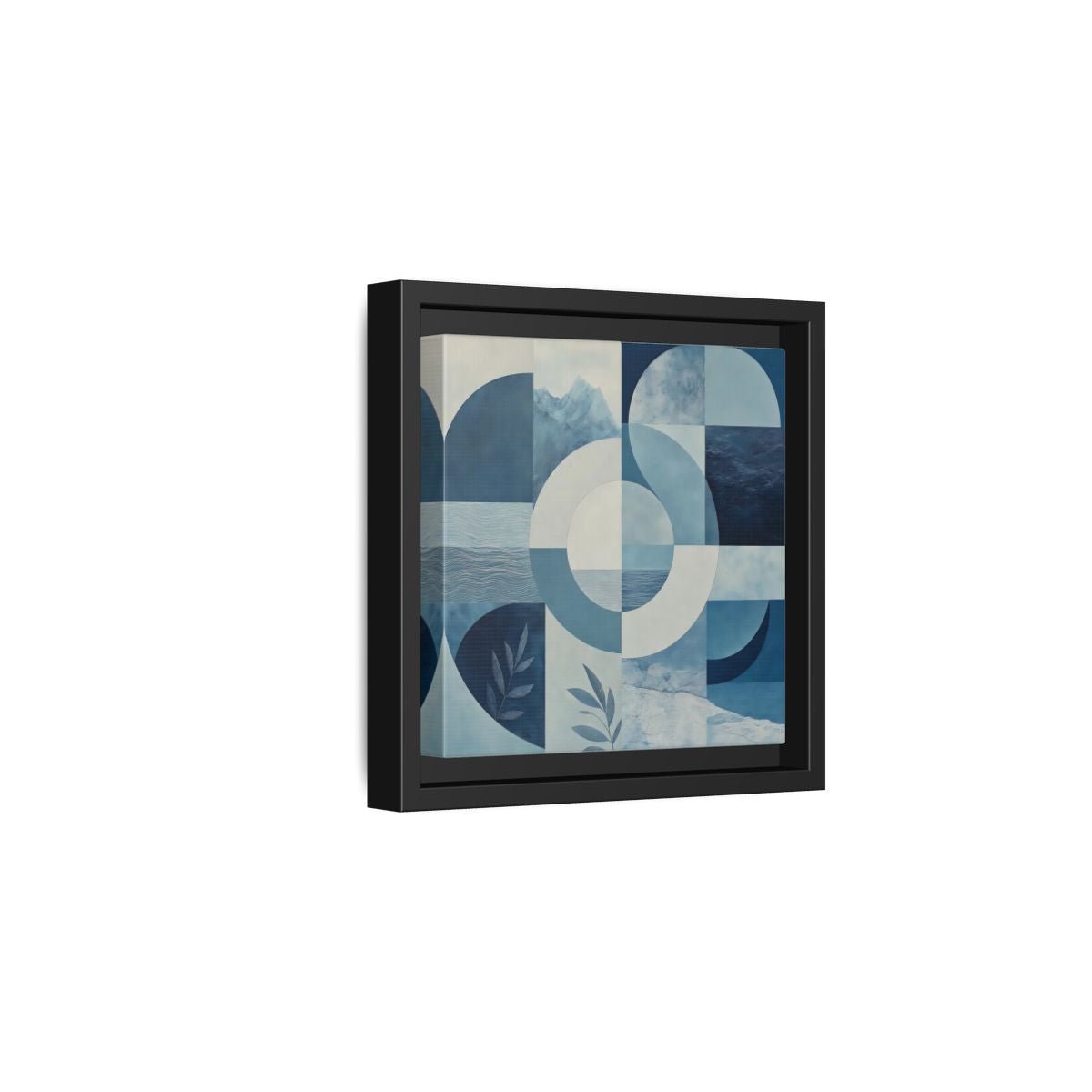 Nature Elements Blue And White Framed Canvas Print – Living Room, Above Console Table - YesArtYes