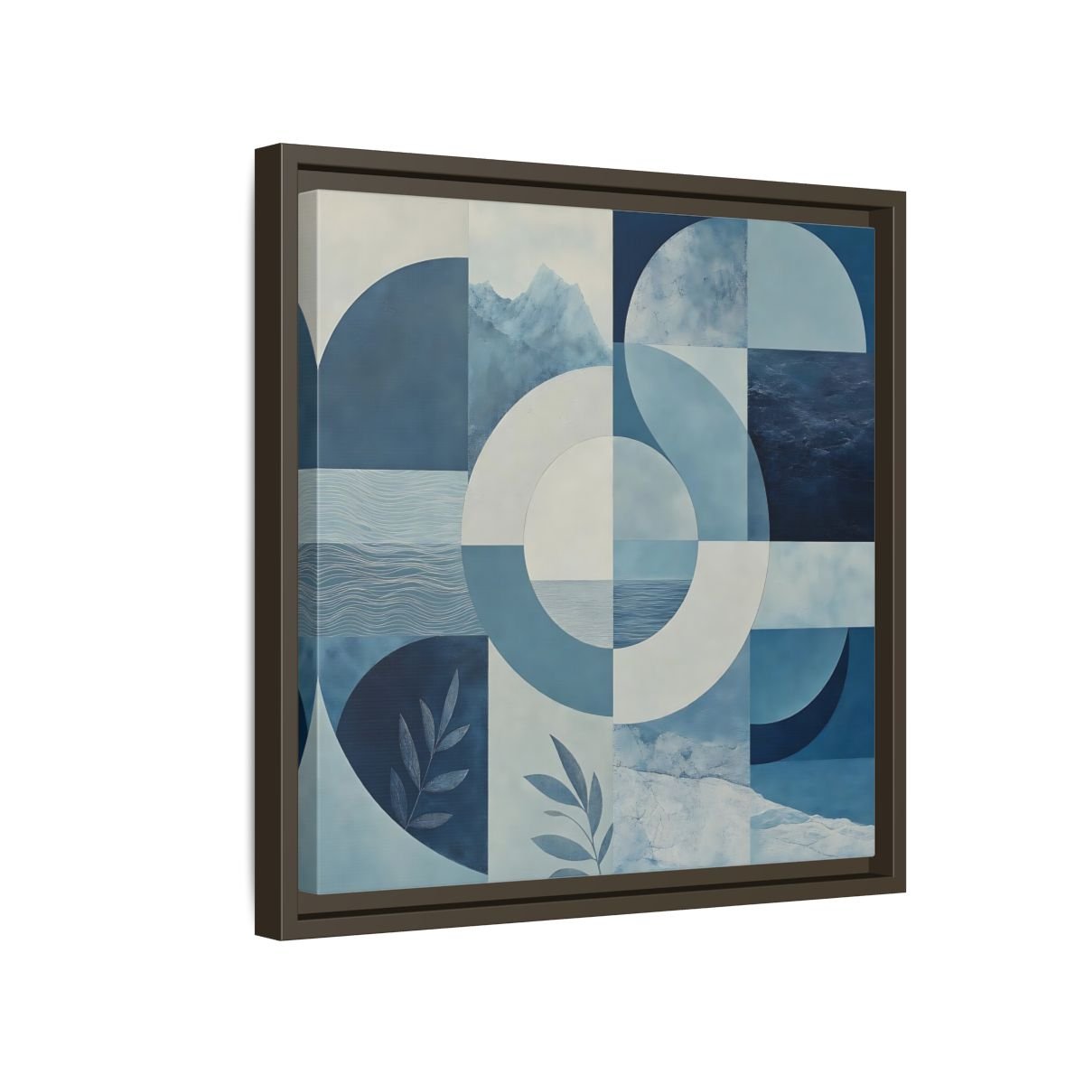 Nature Elements Blue And White Framed Canvas Print – Living Room, Above Console Table - YesArtYes