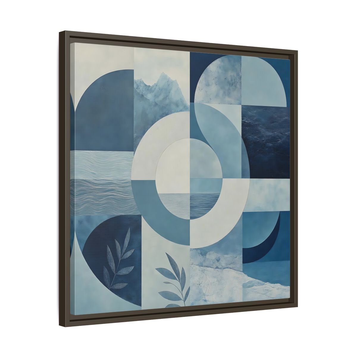 Nature Elements Blue And White Framed Canvas Print – Living Room, Above Console Table - YesArtYes