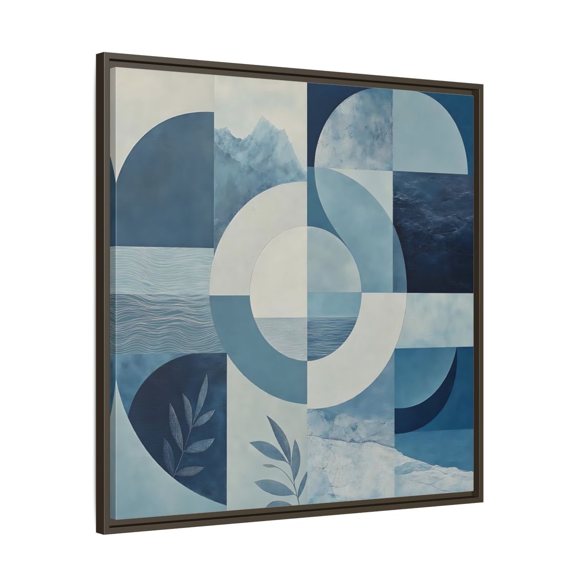 Nature Elements Blue And White Framed Canvas Print – Living Room, Above Console Table - YesArtYes