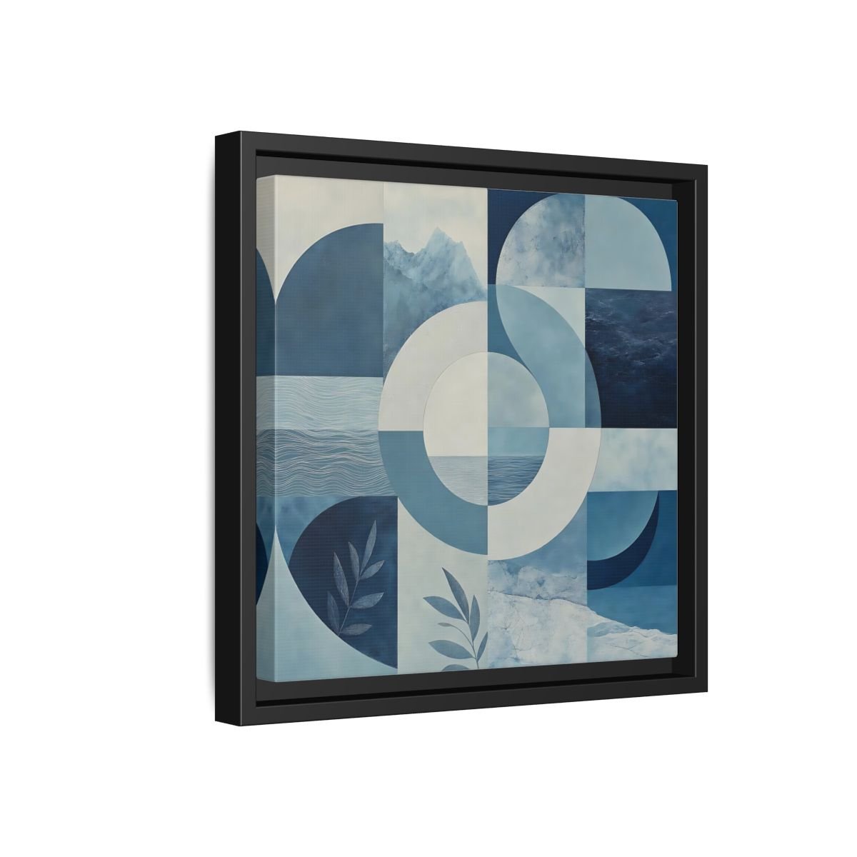 Nature Elements Blue And White Framed Canvas Print – Living Room, Above Console Table - YesArtYes