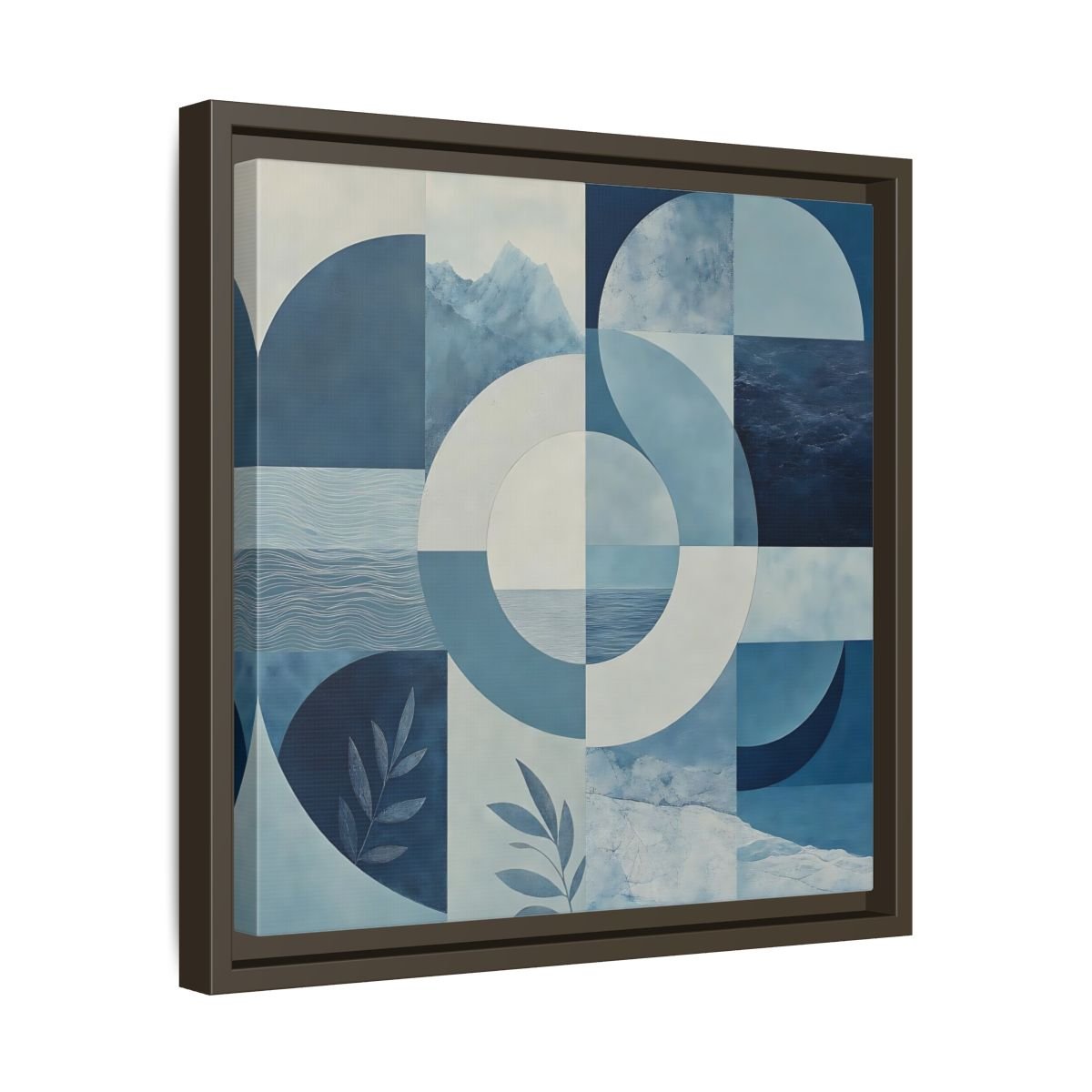 Nature Elements Blue And White Framed Canvas Print – Living Room, Above Console Table - YesArtYes