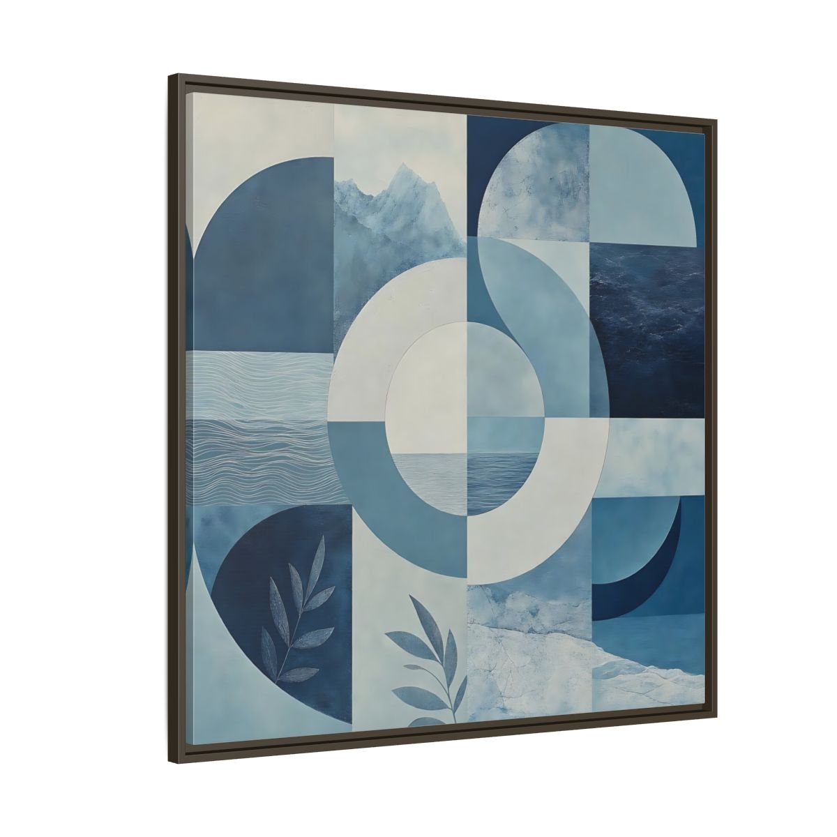 Nature Elements Blue And White Framed Canvas Print – Living Room, Above Console Table - YesArtYes