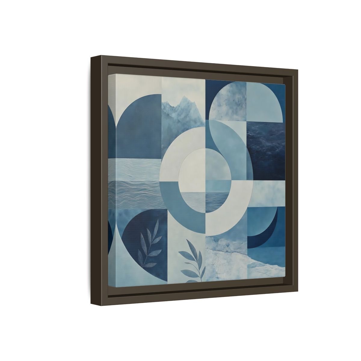 Nature Elements Blue And White Framed Canvas Print – Living Room, Above Console Table - YesArtYes