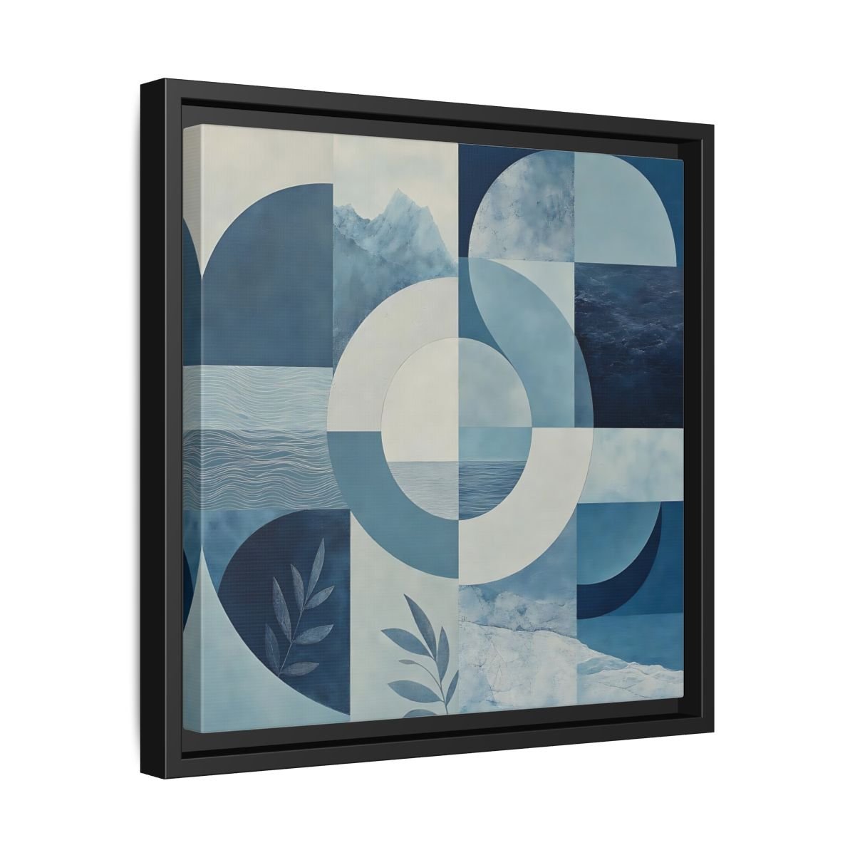 Nature Elements Blue And White Framed Canvas Print – Living Room, Above Console Table - YesArtYes