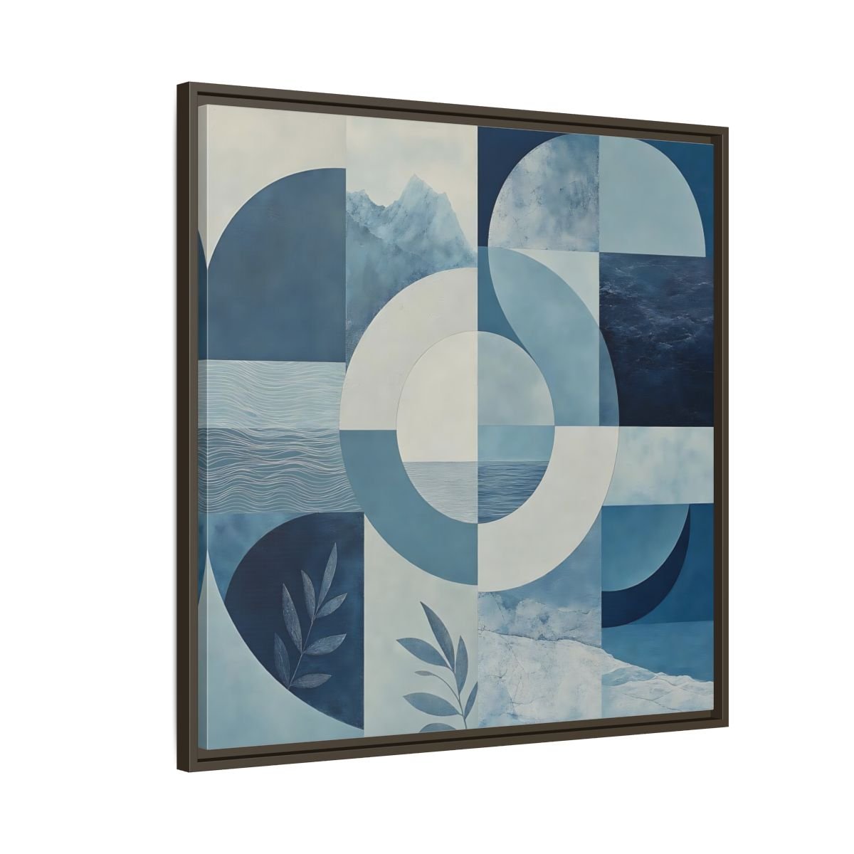 Nature Elements Blue And White Framed Canvas Print – Living Room, Above Console Table - YesArtYes