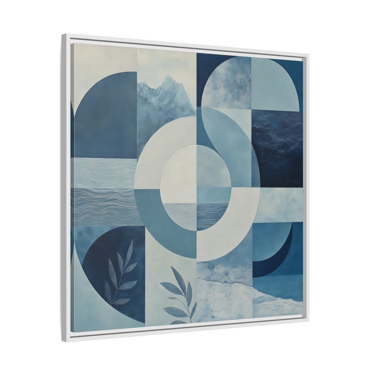 Side Mockup 25. Nature Nature Elements Blue And White shown as framed canvas print