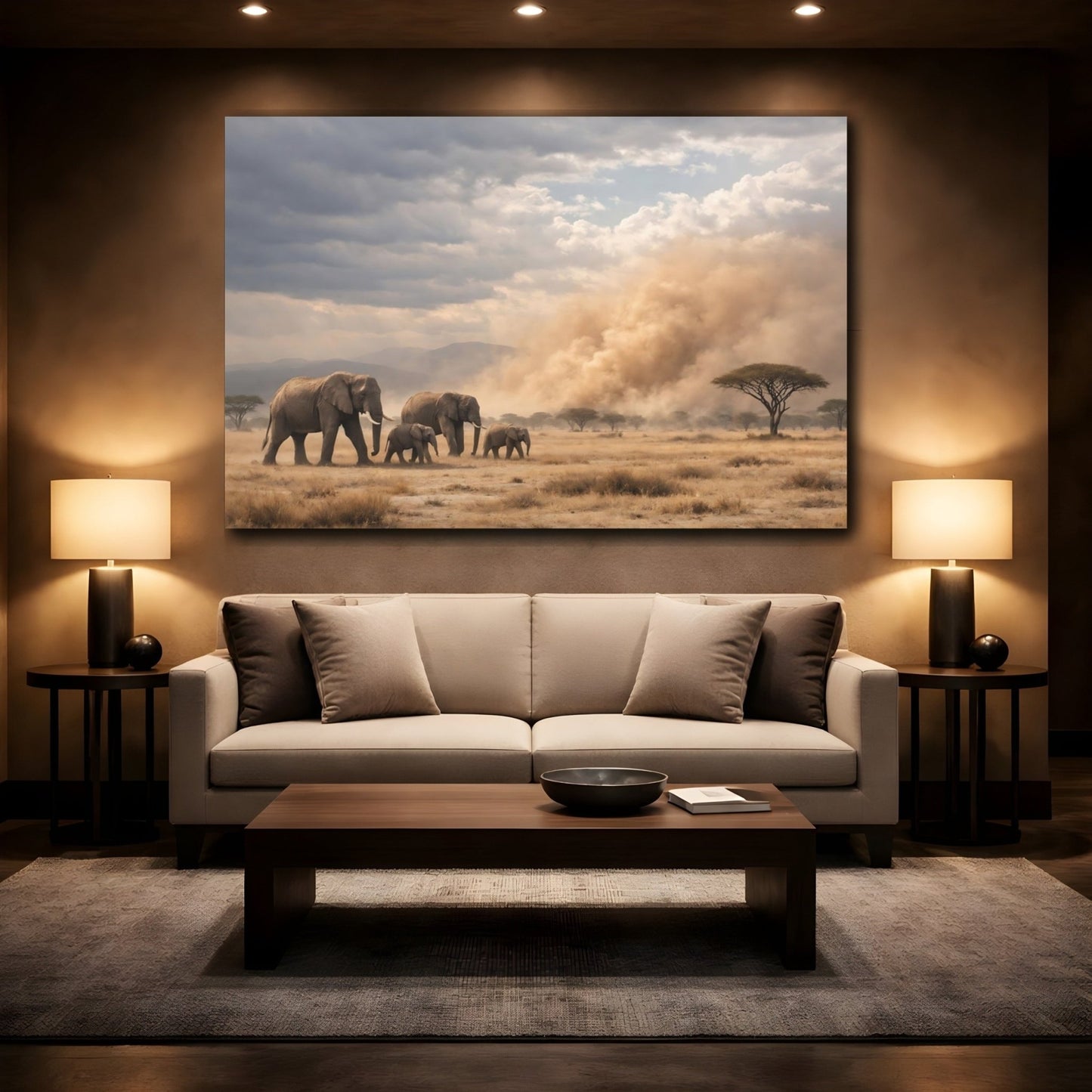 Nature Elephants Dusty - Canvas Wall Art Print - YesArtYes