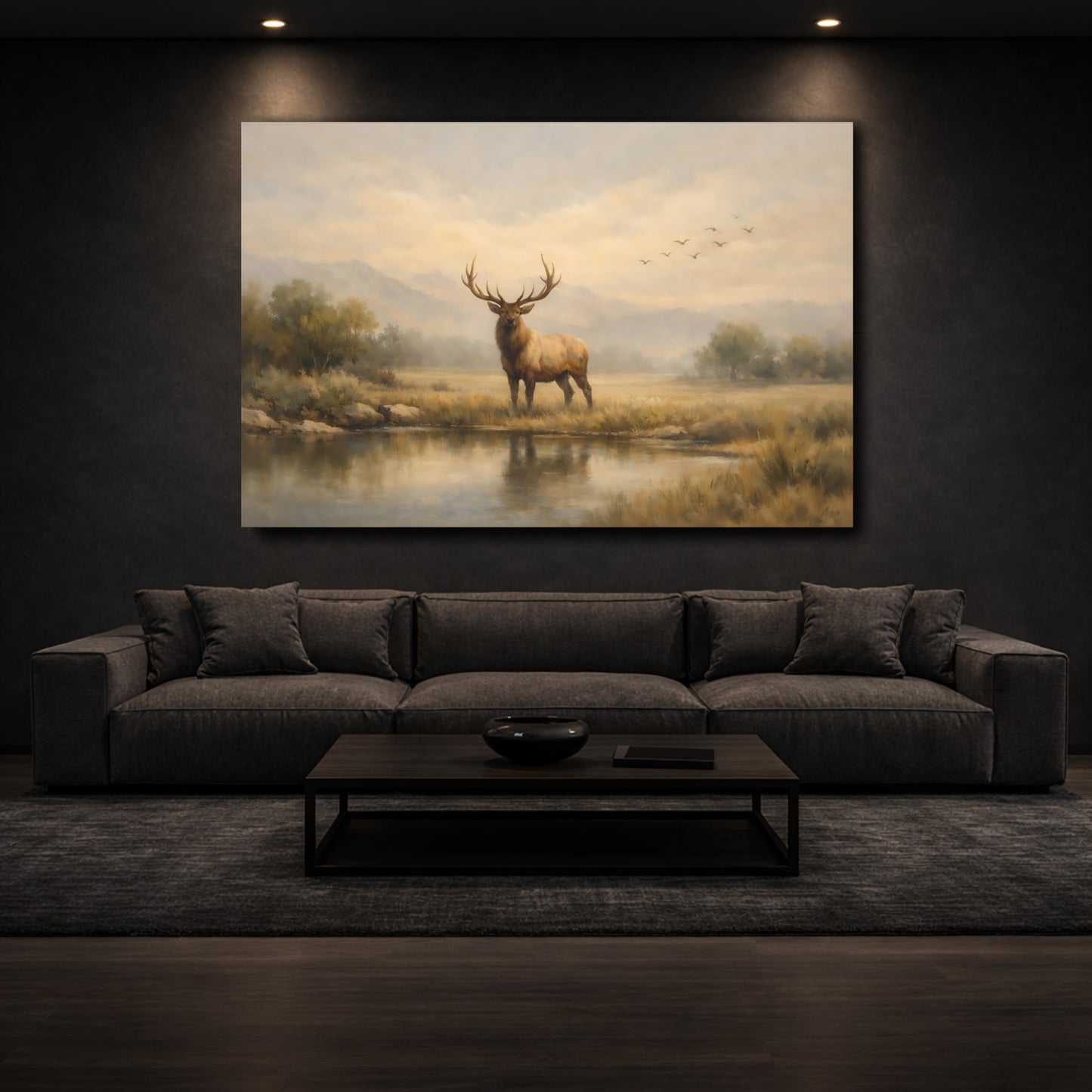 Mockup 2. Nature Elk Earthy Wildlife shown as stretched canvas wall art