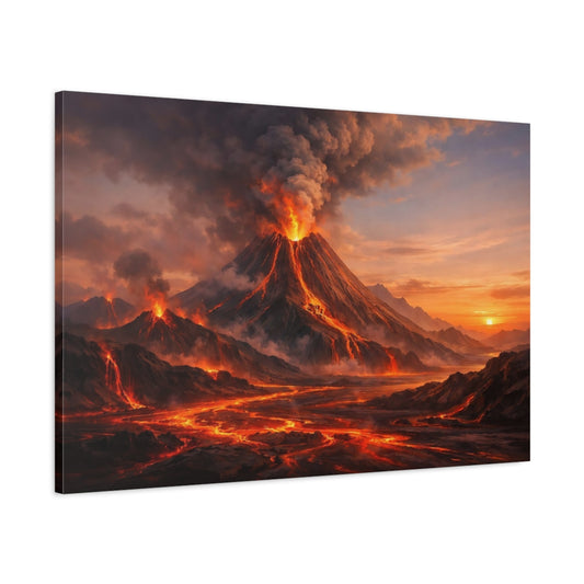 Main Mockup. Nature Erupting Volcano Volcano Eruption shown as stretched canvas wall art