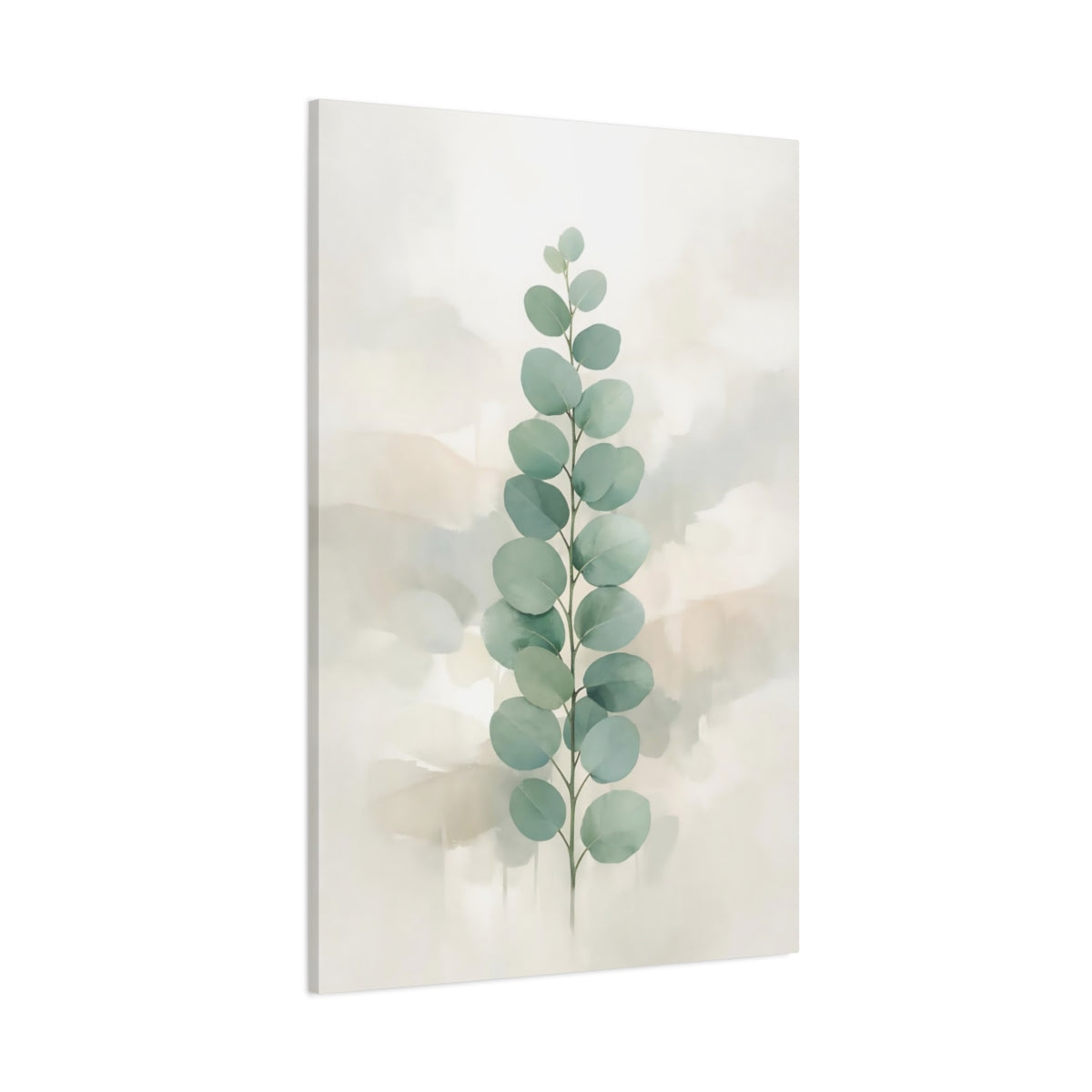 Main Mockup. Nature Eucalyptus Branch Sage Green Eucalyptus shown as stretched canvas wall art