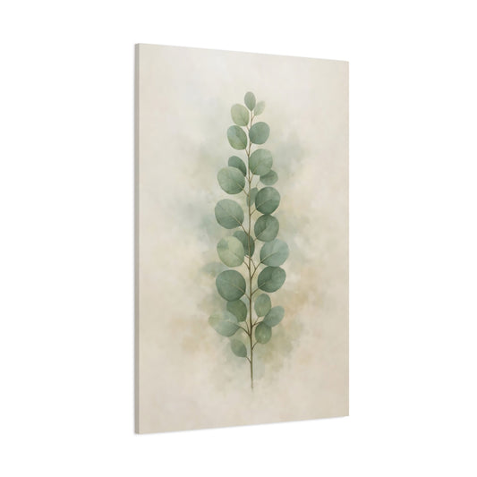Nature Eucalyptus Leaves Green Botanical shown as stretched canvas wall art