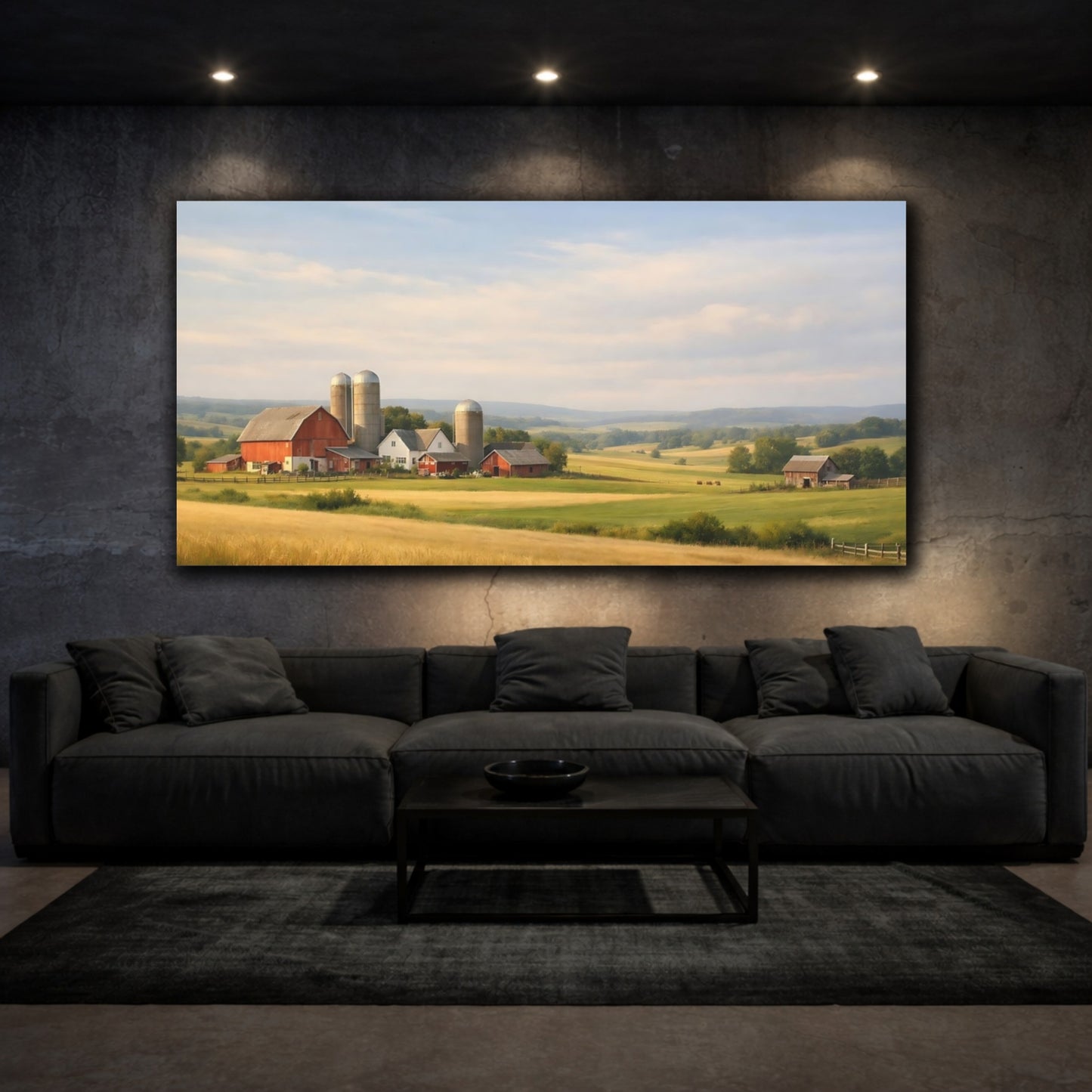 Mockup 2. Nature Farm Landscape Farmhouse Landscape shown as stretched canvas wall art