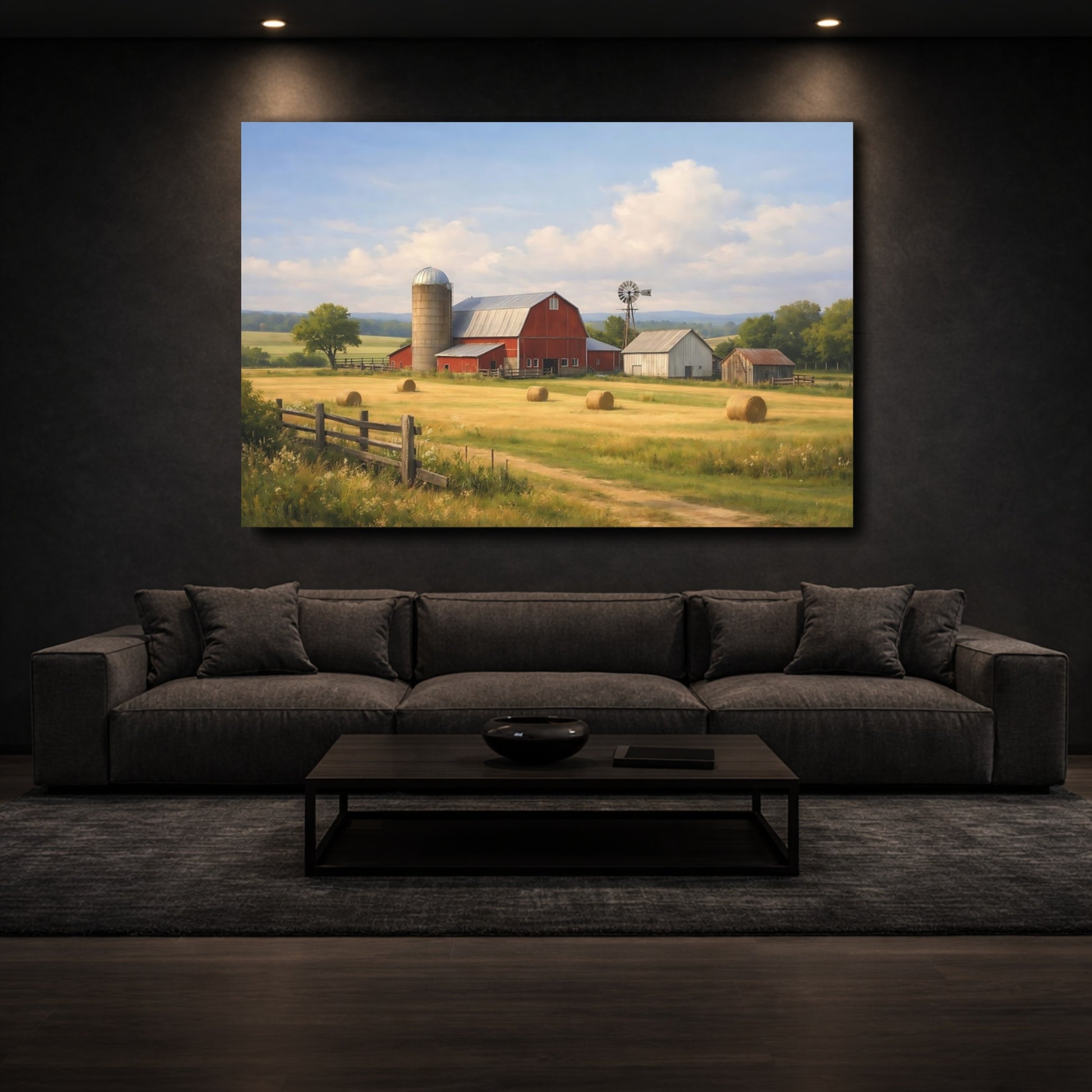 Mockup 2. Nature Farm Landscape Rural Farm Landscape shown as stretched canvas wall art