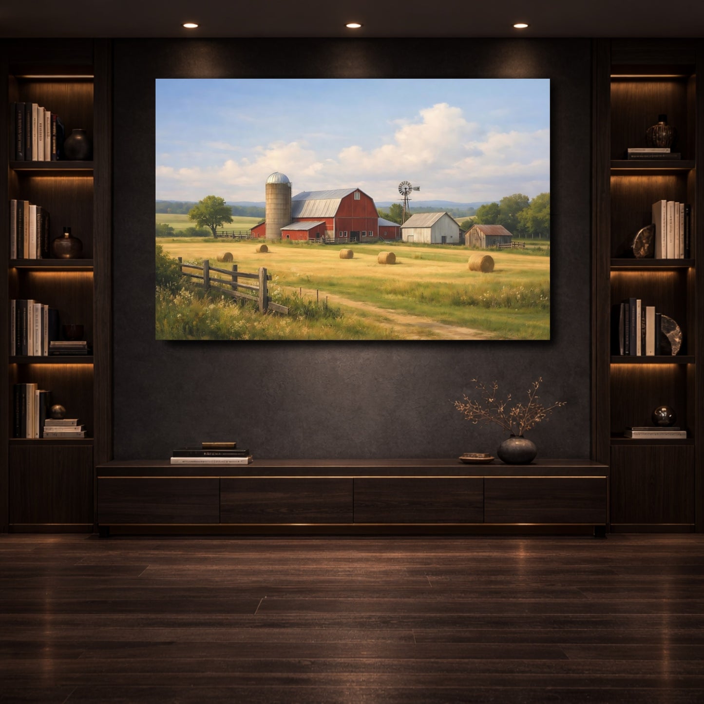 Mockup 3. Nature Farm Landscape Rural Farm Landscape shown as stretched canvas wall art