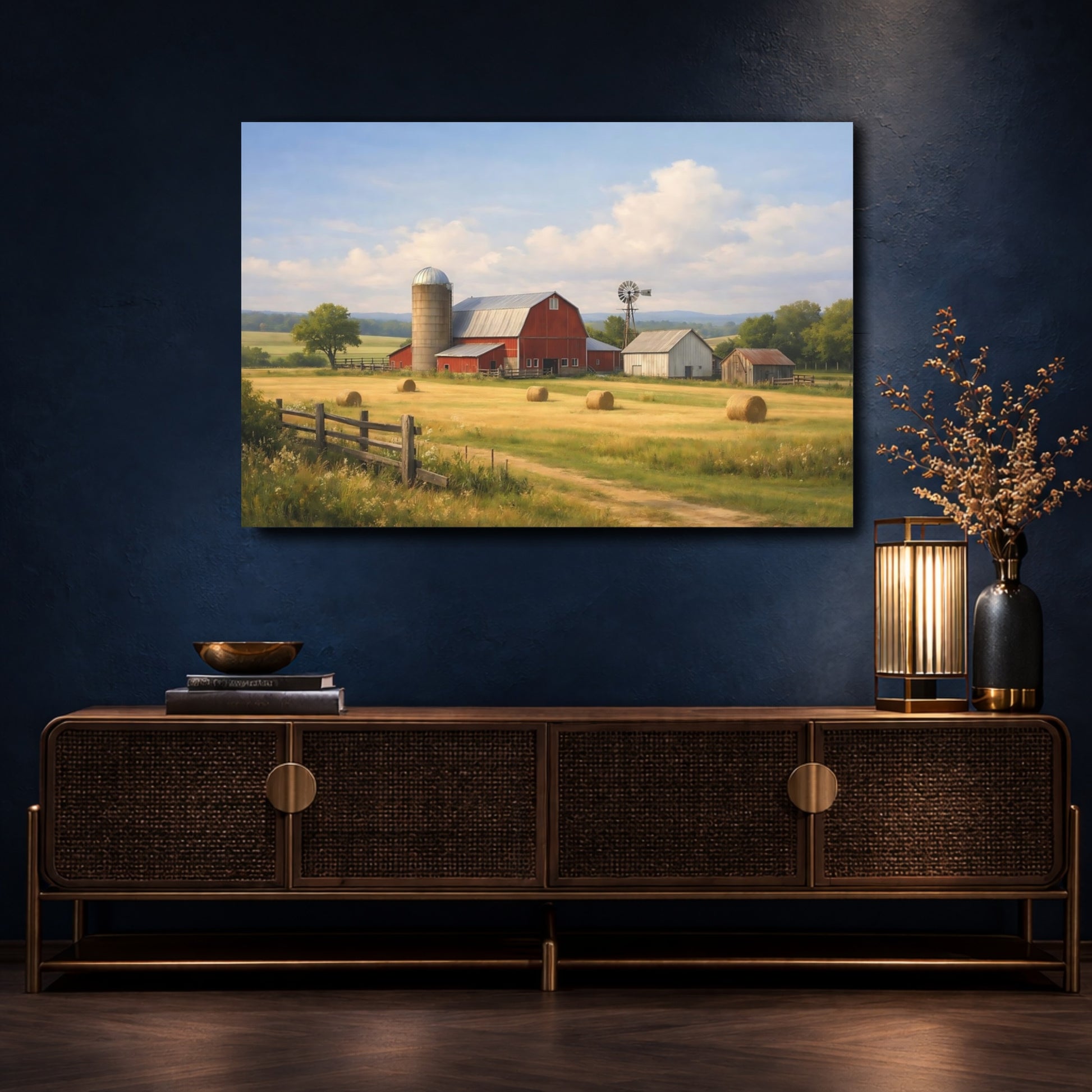 Mockup 4. Nature Farm Landscape Rural Farm Landscape shown as stretched canvas wall art