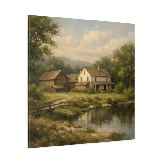 Main Mockup. Nature Farmhouse Green And Brown shown as stretched canvas wall art